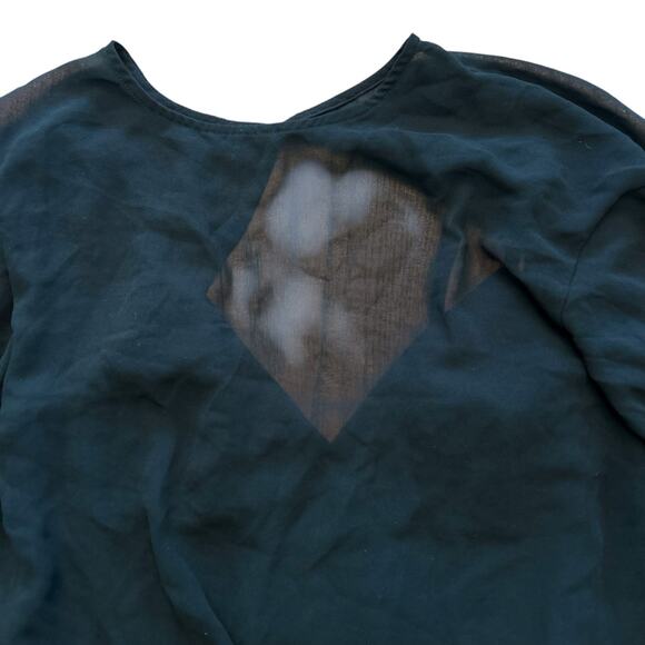 Wilfred Women's Small‎ Bodysuit Black Sheer Longsleeve Round Neck Slit Back (16) - Picture 3 of 8